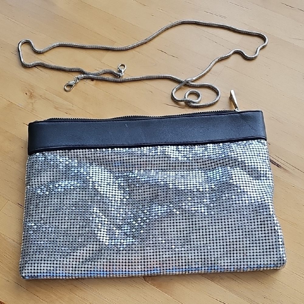 Silver and Black Chain Clutch